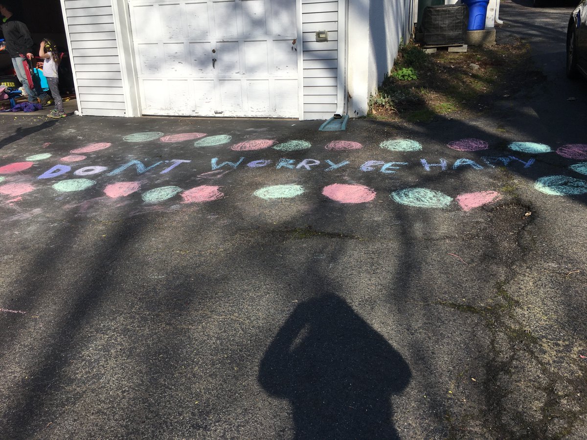 FLPS_Curriculum's tweet photo. Don't Worry Be Happy is right, Ms. Boyle! Great to see you your girls, and furry friend!  @wasprincipal #FLPSfromHome https://t.co/vdXYqsM2DP