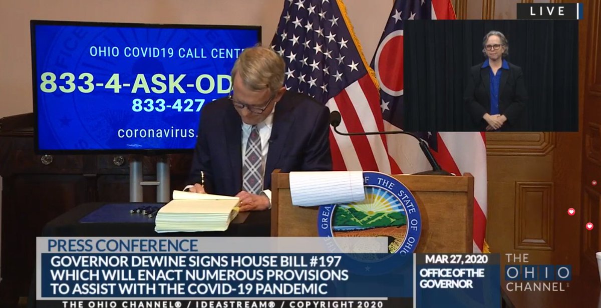 GovMikeDeWine's tweet photo. This bill waives regulations on schools, teachers, and students around requirements that formerly had to happen in person; ensures that state and local governments operate, but safely and in full transparency for the public; extends income tax deadline; and much more. https://t.co/JWC3S3ToKL