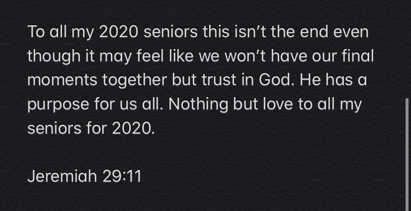 caidengwhite's tweet photo. To All My 2020 Seniors 💔❤️ https://t.co/D5c6Uaqwh5