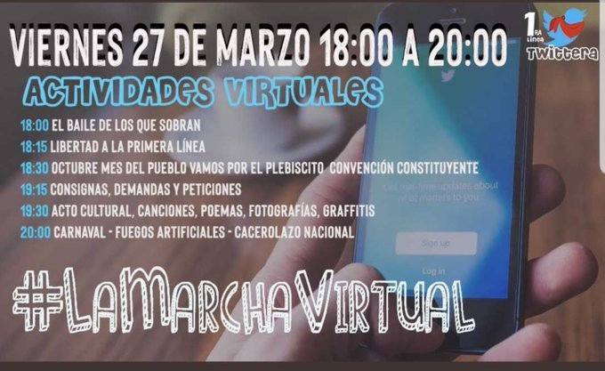 #LaMarchaSorpresa es #laMarchaVirtual hoy desde las 18.00 hrs. ✊
Quién va a la marcha??
