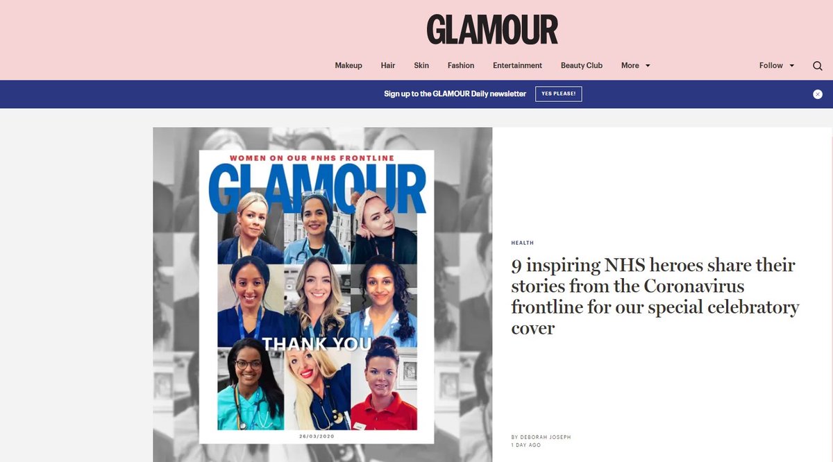 CraigHealthcare's tweet photo. To top off a wonderful week, our lovely carer Louise Elgie is on the cover of no other than @GlamourMagUK  🙌😁🎉Read what Louise has to say about working on the UK's frontline response to the #coronavirus outbreak: 
https://t.co/yOGDoaLKok #COVID19 #clapforourcarers https://t.co/xTkwUCvspB