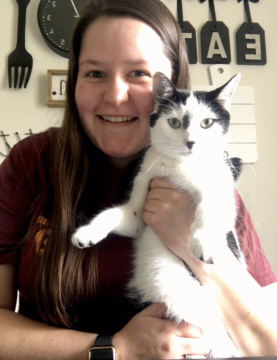 Mrs_ThompsonRHS's tweet photo. Roxy and I are ready for bring-your-pet-to-class day! Happy Friday before spring break! #ThankfulForZoom #MakingDistanceLearningFun @brossart_amy https://t.co/l8wIDINg2F