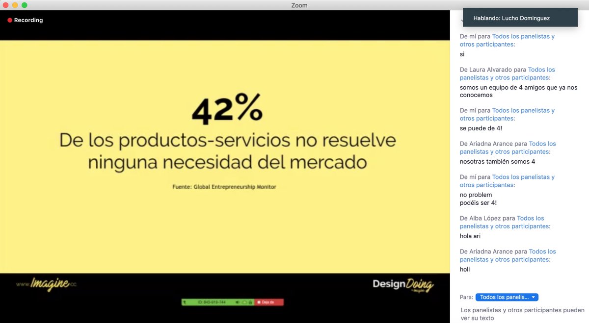 Lapsob's tweet photo. Ya estamos en el primer webinar de la formación online gratuita "Innovación Post Covid-19 con Lombard Design Doing" impartida por el director del Imagine #DesignDoing @luchodominguez . 1/4 webinars en el que conoceremos las 4 fases del #LombardMethod. #YoMeQuedoEnCasaInnovando https://t.co/woQpeKWCFW
