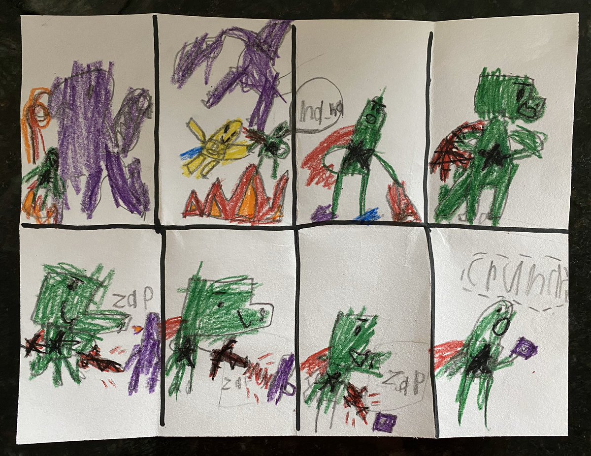 Star-Changing Man Defeats the Dragon💪🏻 from today’s session of Talking and Making Comics with the Anderson Reading Clinic!!