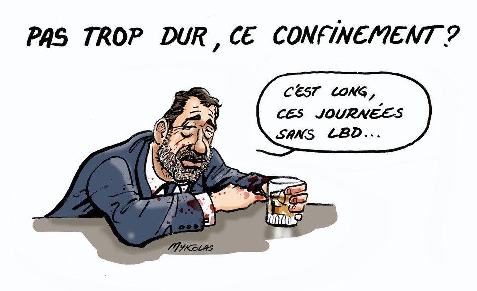 BlaguesDessins's tweet photo. Le #DessinDePresse de Mykolas : Pas trop dur, ce confinement ?
Retrouvez Mykolas : https://t.co/uWBFDQIimE
#DessinDeMykolas #ActuDeMykolas #Humour #Coronavirus #Covid19 #GestesBarrières #RestezChezVous #Confinement #ChristopheCastaner #LBD #Flashballs #ViolencesPolicières https://t.co/izZRJiETsr