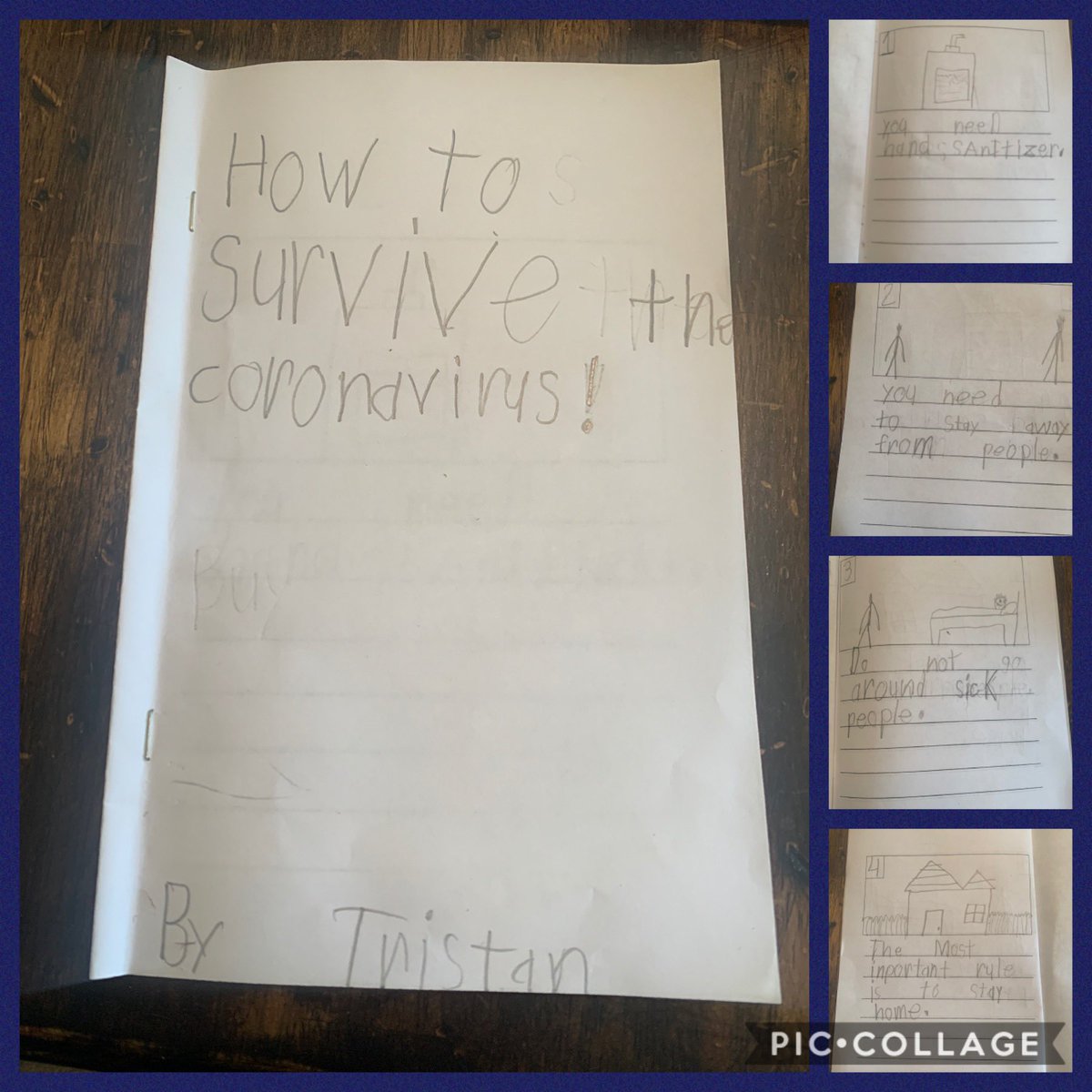 Kinder_APHE's tweet photo. We are adjusting to homeschooling! I made my example &amp; Tristan made his own how to. #weareaphe #RockwallISDConnects https://t.co/IJX5zoi6ir