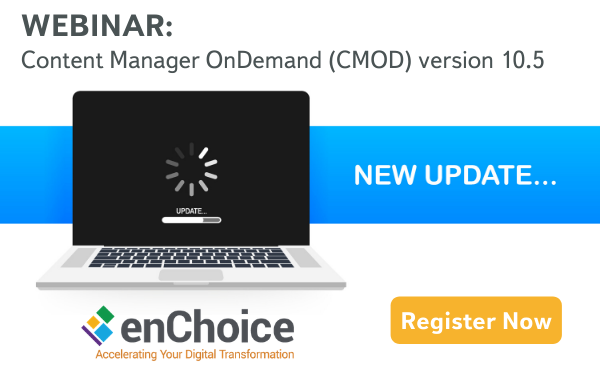 enchoice's tweet image. Register now for our upcoming webinar to find out what is new and exciting with the new @IBM Content Manager OnDemand #CMOD version 10.5 and how to maximize its capabilities! bit.ly/3apDxW2