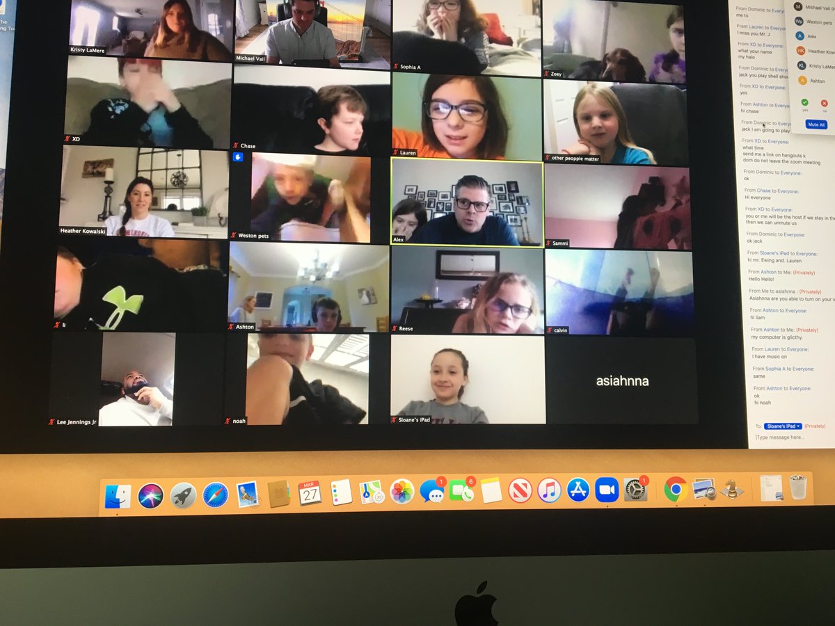 MVail23's tweet photo. We had a special surprise guest that joined our class on Zoom today!   Our very own Mr. Ewing !  The kids loved seeing @aewing35! He told the students how much he misses all of them! @MrsKowalski3 https://t.co/yuoox6vpln