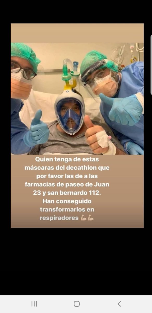 Si alguien tiene máscaras de estas, por favor leed este texto y donarlas