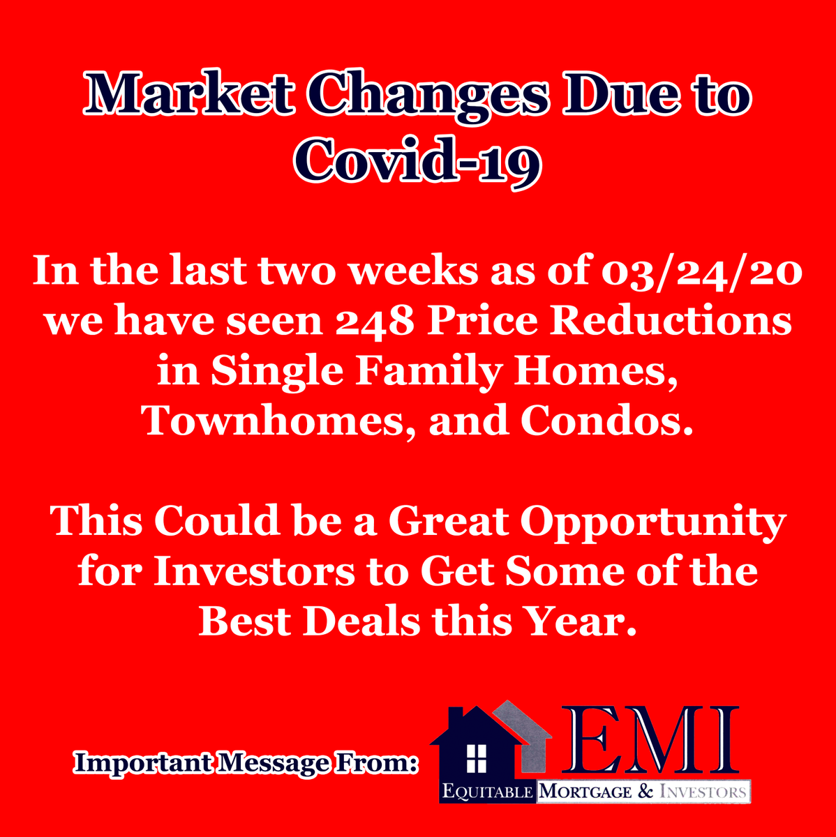 EMILending's tweet image. Market Changes Due to Covid-19

#Covid19 #CoronaVirus #StaySafe #RealEstate #InvestorOpportunity #Investment #Mortgage #Miami #DadeCounty #BrowardCounty
