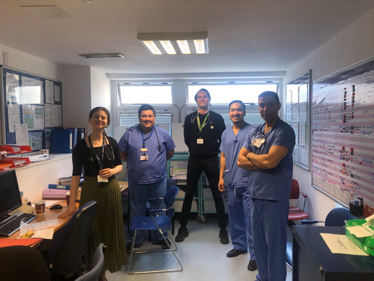jaa_adams's tweet photo. Day 10.. awesome frailty unit team sticking to social distancing selfie etiquette. A phenomenal week where we set about 4 years worth of system transformation in about 4 days! Virtual Frialty CDU, D2A and an Acute frailty ward off site @RoyalSurrey #oneteam #StayAtHomeSaveLives https://t.co/UosHeTUDCM