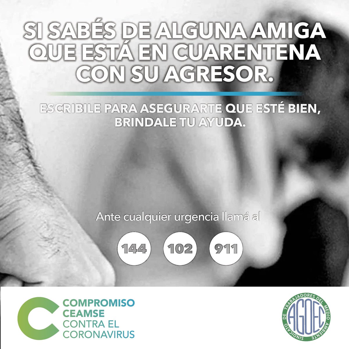 CeamseOficial's tweet photo. VOS PODÉS AYUDAR.
@agoecsindicato

#QuedateEnCasa
#SeamosResponsables
#CompromisoCeamse https://t.co/SqmLB7snJg