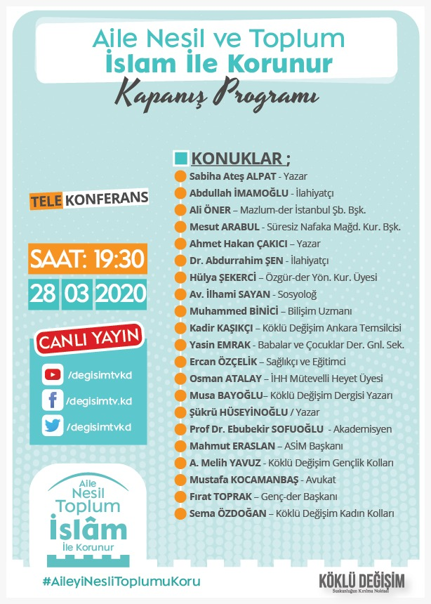 arabul_mesut's tweet photo. "AİLE, NESİL ve TOPLUM İSLÂM İLE KORUNUR"

Kampanya kapanışı Tele-Konferans programına @snmplatformu adına katılım sağlayacağız.

Linke tıklayarak programı izleyebilirsiniz

#ÖnceAİLE diyenleri bekliyoruz.
#AileyiNesliToplumuKoru
 
https://t.co/3iljFkFxRU https://t.co/w2ua1cUczt