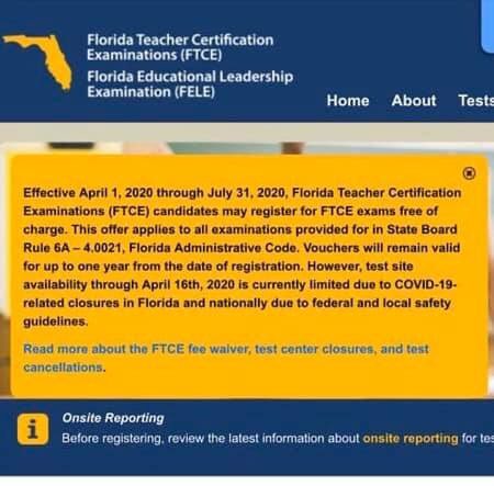 emilybudzilek's tweet photo. FTCE Exams free through July!! This is amazing!! Take advantage of this! https://t.co/z5py80WODX