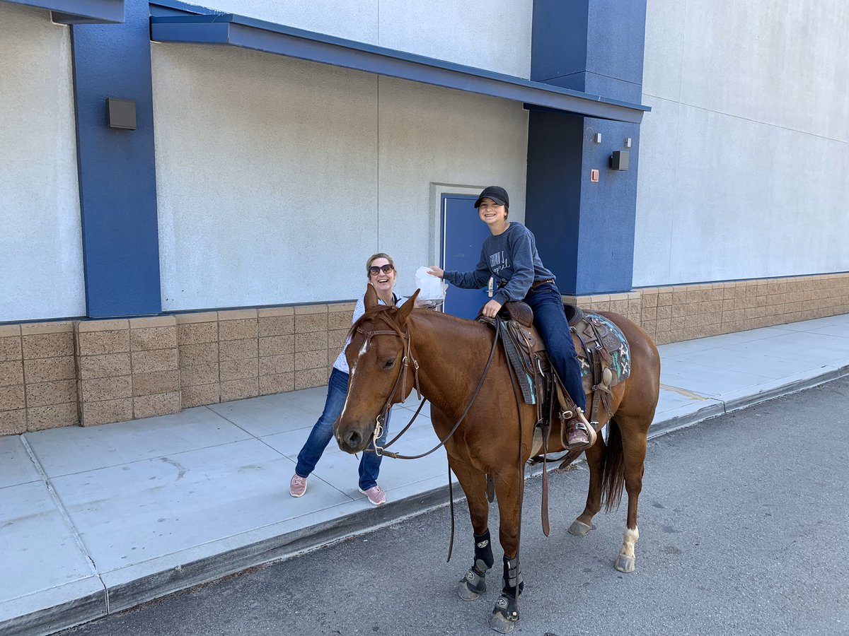 💙 We are... Norco!!! A Norco student gallops 🐴 by to pick up lunch today! 🍴 #wearenorco