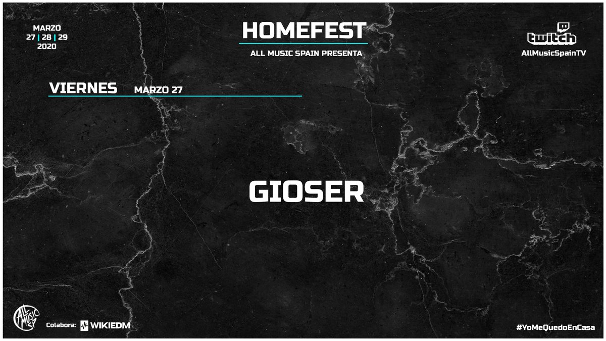#AllHomeFest || Comienza la sesión de <a href="/GIOSER_MUSIC/">GIOSER 🇪🇸</a>.

¡Nos vamos con mucho Bass House!

twitch.tv/allmusicspaintv

#YoMeQuedoEnCasa