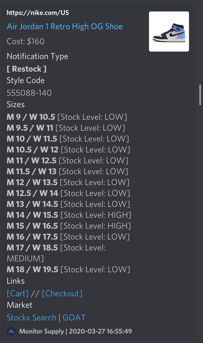 SupplyMonitor's tweet photo. Nike restocks today went well🥱 https://t.co/sD9J3sQ3M6