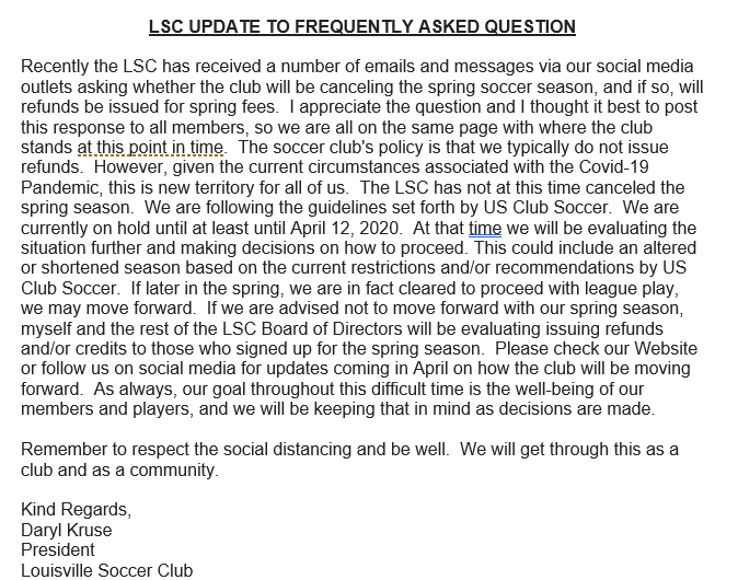 LSC Club Update
