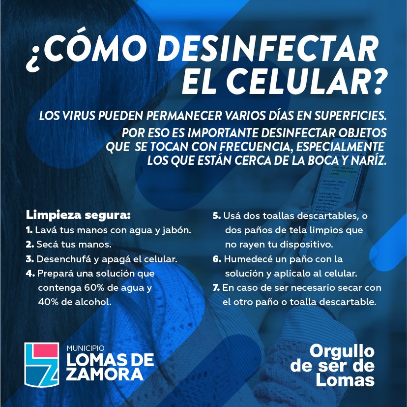 MunicipioLdeZ's tweet photo. Los virus pueden permanecer varios días en superficies y el celular es uno de los objetos más críticos. Se recomienda realizar esta limpieza al menos tres veces al día. https://t.co/SaynyoTF8o