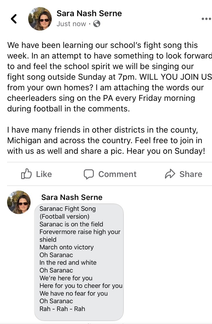 SaraSerne's tweet photo. Will you sing along? ⁦@SaranacLeADer⁩ ⁦@saranacES⁩ ⁦@SaranacSpirit⁩ ⁦@smithjasonc⁩ ⁦@cathy_coopercat⁩ ⁦@SWeightroom⁩ ⁦@AmyMcelvain⁩ ⁦@Beckbowen⁩ https://t.co/xa7qsCJh2d