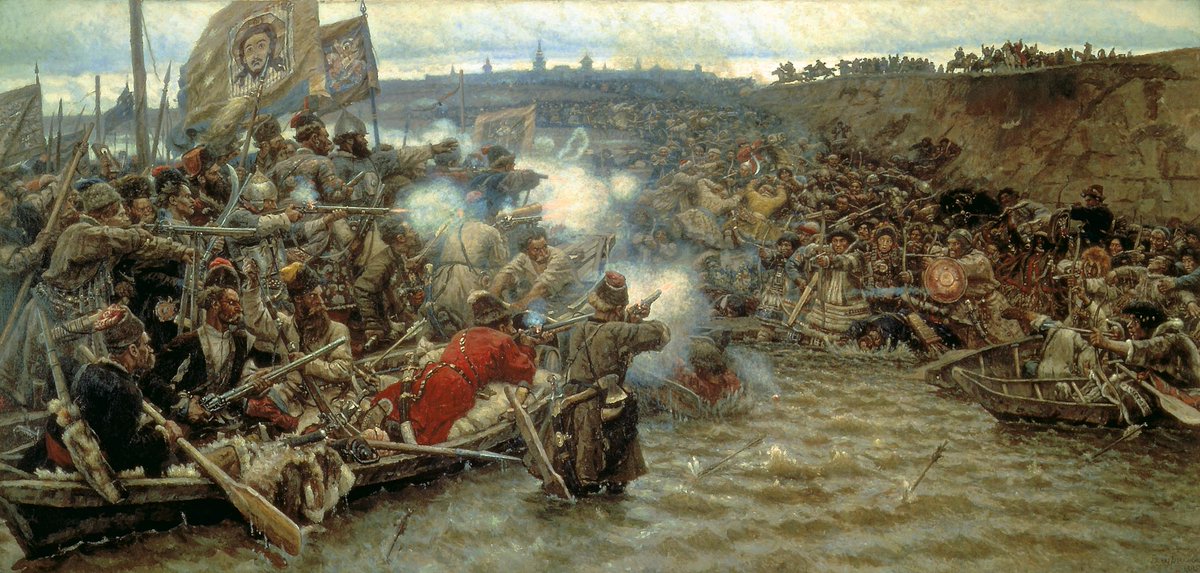 Take a close look at this painting, and tell me what you see.What period would you place this scene in?What empire do you think the soldiers on the left represent?What about the indigenous warriors on the right?
