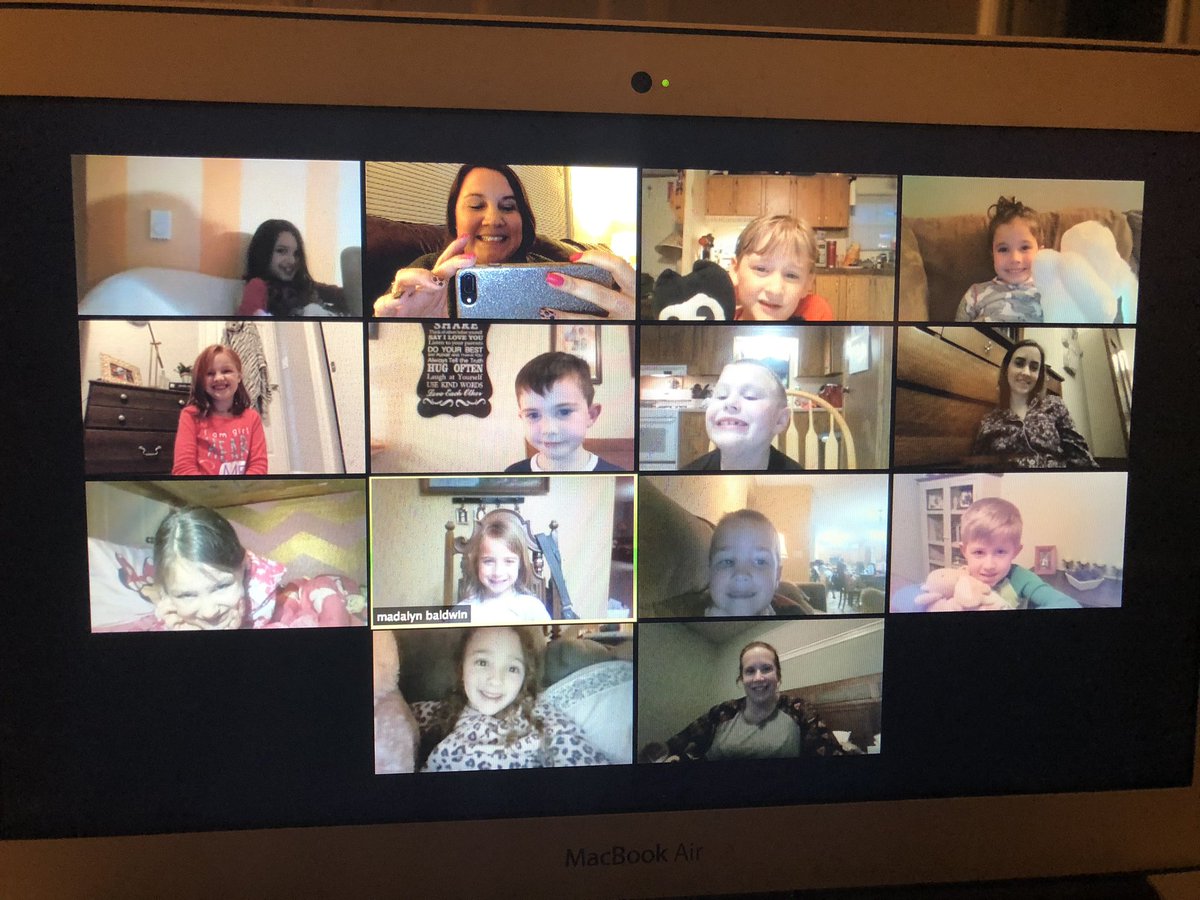 MrsBardwell_'s tweet photo. Tonight we had a pajama and stuffed animal party on Zoom! It’s so hard not seeing these smiling faces everyday but we are making the best out of our situation and getting through it together 💜 #YouMatter #SES https://t.co/Avqi9W1aZh