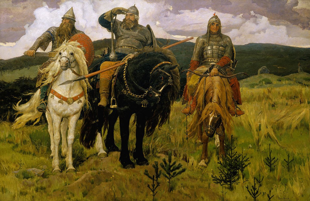 What's more, just as the American West would give birth to the archetypes of "Cowboy" and "Indian," Asia's frontier created its own immortal characters in Russian lore.The Asian steppe was the realm of the bogatyr - the cowboy-knight, riding the range on his trusty steed.