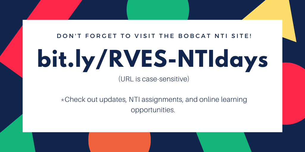 Don't forget to check out the <a href="/RichardsvilleEl/">Richardsville Elem</a> #NTI website for updates, assignments, and resources! 

bit.ly/RVES-NTIdays