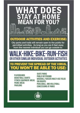 An info graphic explaining the outdoor activities and outdoor exercises residents of Salt Lake City can partake in given the mayors proclamation