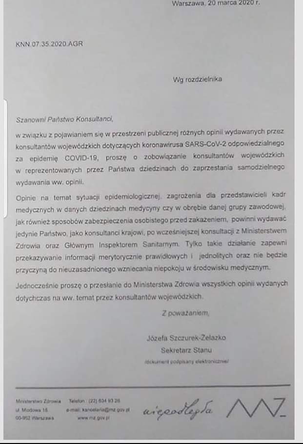 WujTomek's tweet photo. #ChwilaPrawdy Lekarz nie jest już wolnym zawodem, konsultant nie jest opiniodawcą. 
Władza jest prawdą, jedyna i słuszną.
Myślę, że @SzczurekZelazko @MZ_GOV_PL @pisorgpl są zwolennikami myśli z poprzedniego ustroju. Może zacząć walczyć z #KoronawirusWPolsce a nie z prawdą. https://t.co/t4DJd2q3jd