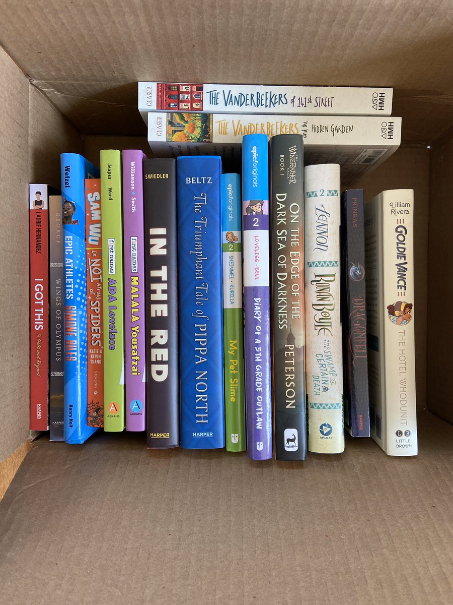 KarinaYanGlaser's tweet photo. ✨New Giveaway!✨Follow &amp; R/T to enter! Indicate which box you would like in the comments (middle grade or picture book). I’ll add signed copies of Vanderbeekers 1 &amp; 2 in the MG box.✨I’m doing this every week, so stay tuned! Contest ends 3/28 @ 9pm EST. US only. #KidsNeedBooks https://t.co/LIUkZu53Kx