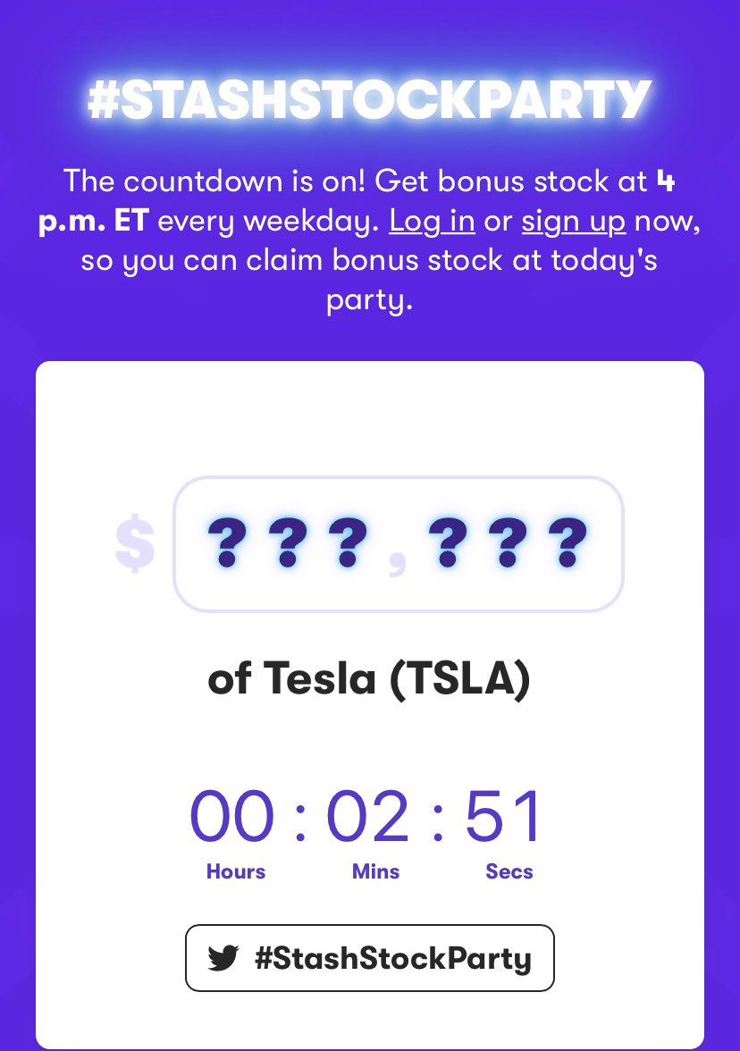 TalithaJohnson's tweet photo. #StashStockParty Today’s free stock #Tesla https://t.co/98lvXJVOcE