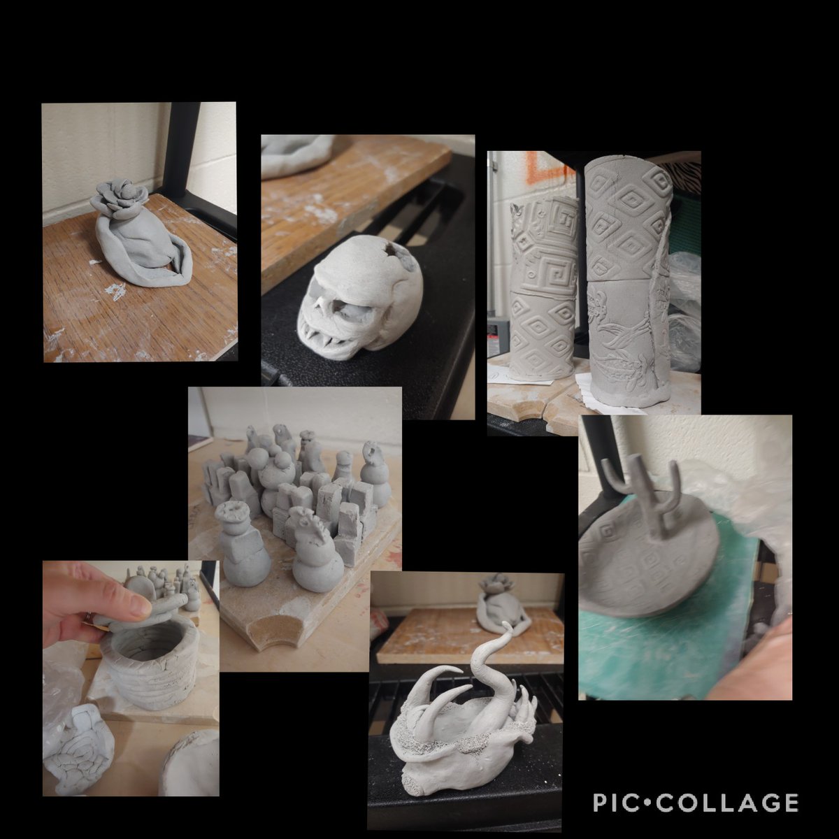 CaptainCoody's tweet photo. Ceramic sculptures in progress waiting to be fired in the Kiln 😉💚 https://t.co/mSFWCY2pjF