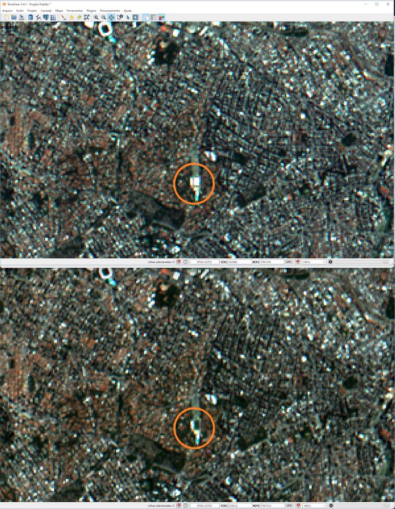 laercionamikawa's tweet photo. Hospital de campanha no Pacaembu visto pelo Satélite CBERS-4. Imagem superior do dia 26/março/2020 e Inferior  do dia 23/março/2020. Resolução 20 metros em cores verdadeiras. Na inferior, o gramado aparece verde e na superior está com cobertura branca do hospital. https://t.co/zMqtSJAtYy
