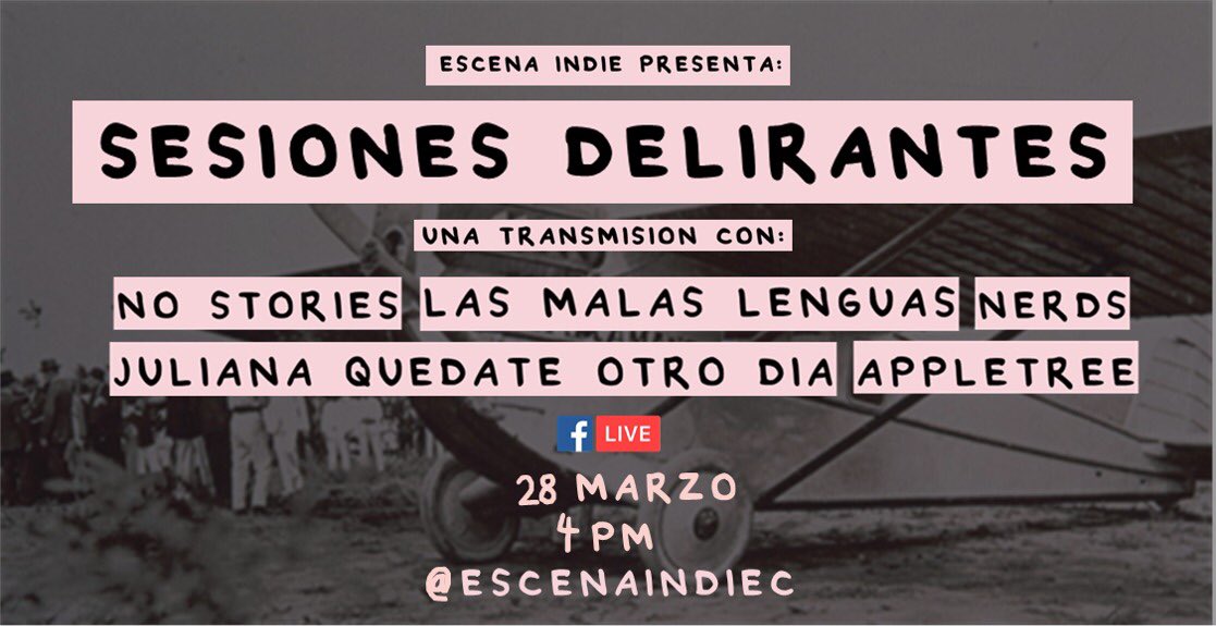 EscenaIndie's tweet photo. Mañana vamos a darle rienda suelta a una tarde cargada de indie, garage y psicodelia en una sesión a través de nuestro canal de Facebook. Estaremos conversando con estas bandas invitadas.  
@appletreerock   
Nos vemos mañana 💻🎶🎉 
Apoya e invita: @ElpatronRecords https://t.co/RYBHJcGnrN