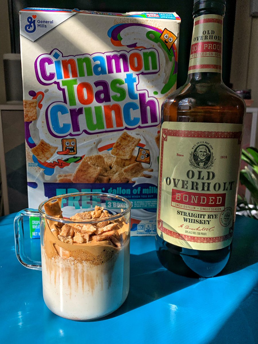 i’ve been following too many korean aesthetic beverage insta accounts and had to make dalgona (whipped) coffee but also it’s Friday so I added Cinnamon Toast Crunch cereal milk and Old Overholt rye  #humblebragdiet