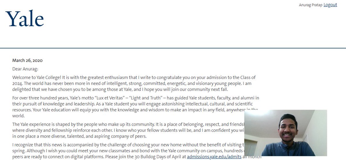 HHCounselors's tweet photo. Congrats to Anarag Pratap on his recent acceptance to Yale!! Your Aviator Family is so proud of you. #AviatorStrong #Yale @HHHSAviators https://t.co/Qu24xRsbIb