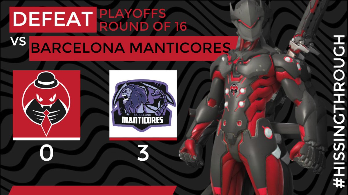 Caemos en Octavos de Final de la #OWAndromeda 

GGs <a href="/BCNManticores/">BCNManticores</a> 

Aunque perdamos 0-3 hemos aprendido mucho y esperamos que hayáis disfrutado del partido

#HissingThrough