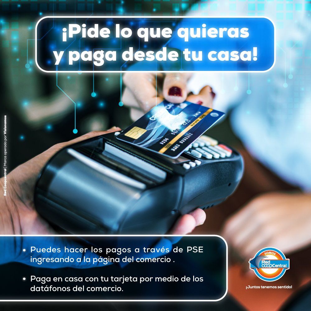 RedCoopcentral's tweet photo. 💻📲 💳 Disfruta de tus antojos y realiza compras y pagos sin salir de casa. ¡Juntos tenemos sentido!
#Somosredcoopcentral #cooperativas #solidarias #mutuales  #Covid_19 #QuedateEnCasa #CuarentenaPorLaVida https://t.co/1AdcmwY4gn