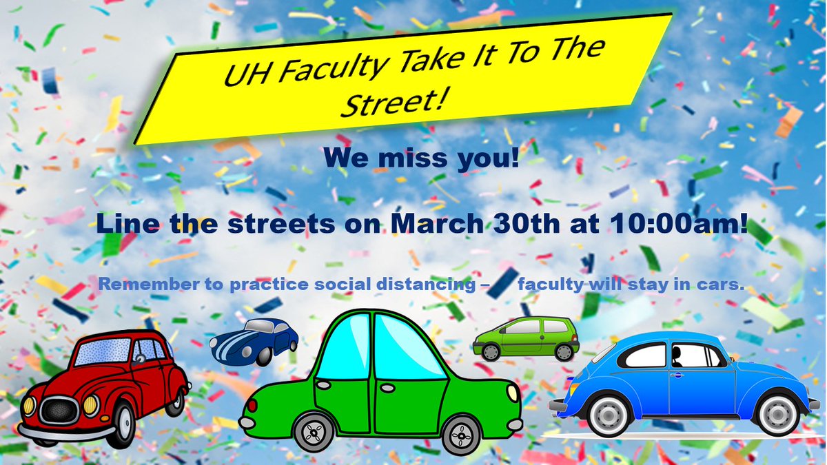 uplandheights's tweet photo. Wear blue and gold on Monday and come outside at 10:00am as the staff of Upland Heights takes a "TREK" through the neighborhood waving to students! Keep your distance and wave back!   We miss you! https://t.co/hmmYS5ci7w