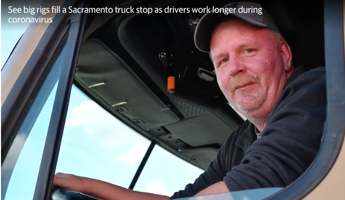Caltrux's tweet photo. The effects of the #COVIDpandemic can be seen on highways and grocery shelves. 

Check out @sacbee_news for the effect on #truckerdrivers &amp; what @McDonalds &amp; others are doing to help them keep our grocery shelves full. We are coming. 
#TruckingProud
https://t.co/DlRhQGuvem https://t.co/3LFxcg7z9r