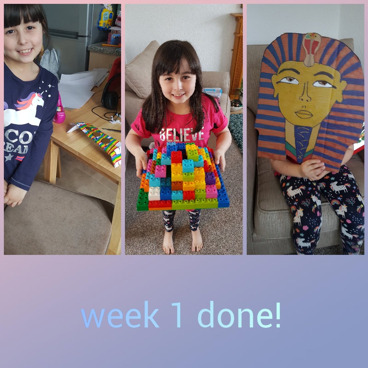 some of E's work this week. Egyptian art, lego pyramid and the paper bridge challenge 😁 <a href="/carmuirsp3/">P3 & Miss Pender</a>