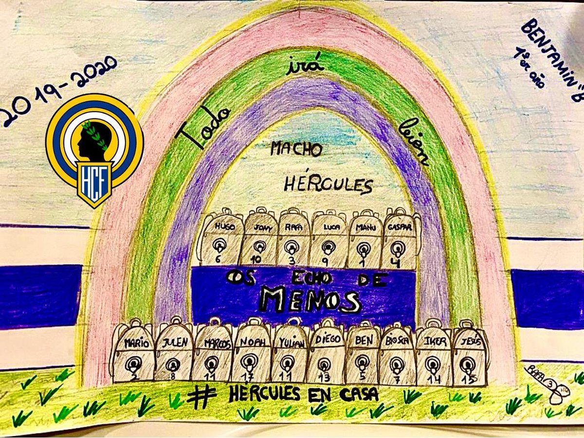 Estos dibujos son los que más nos gusta compartir con todos los herculan@s!!

Éste es de Rafa, jugador del Benjamin B👏

"Todo Irá Bien" y pronto volveremos a entrenar ⚽️

#HérculesEnCasa / #MachoHércul