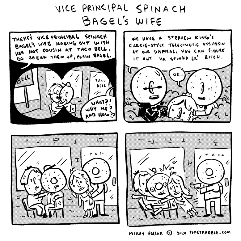 i drew a comic about Vice Principal Spinach Bagel's wife 