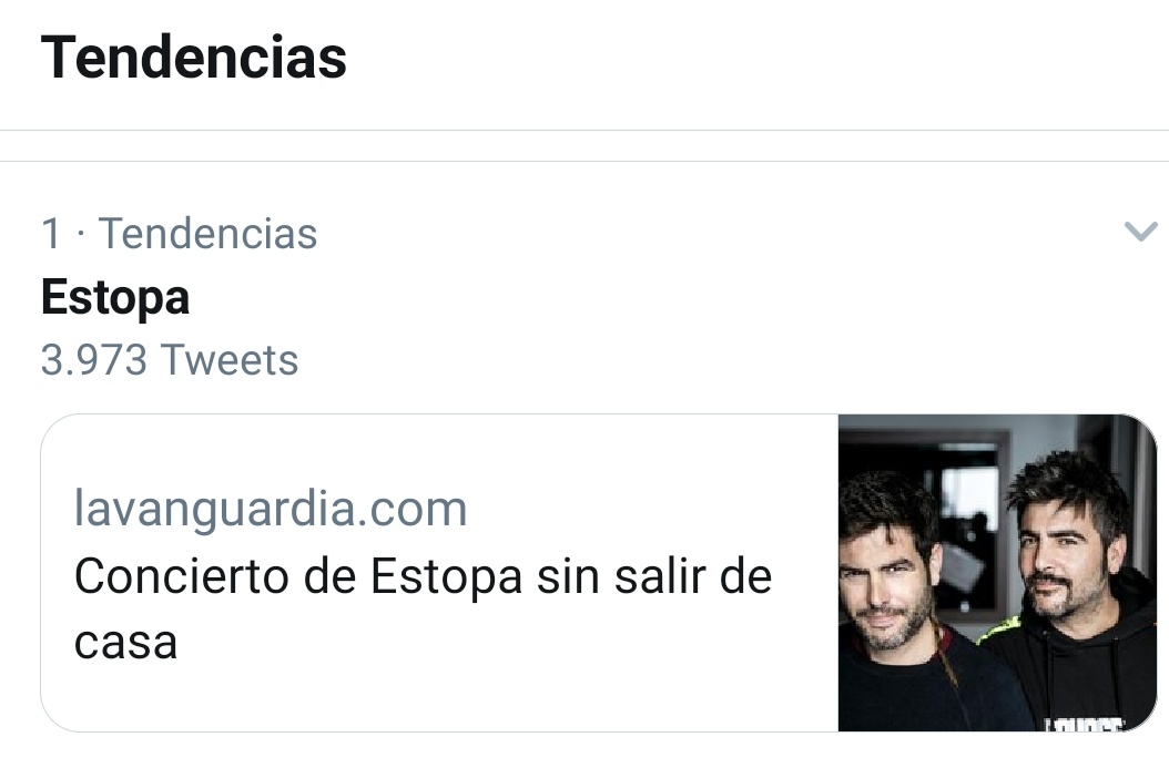 estopadas's tweet photo. @estopaoficial número 1 en tendencias🥰 https://t.co/iJVRMI4yW0