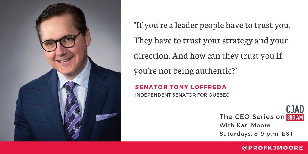 profkjmoore's tweet photo. Excited to have @TonyLoffreda join me on #TheCEOSeries this weekend on @CJAD800! We'll be discussing authentic leadership, purpose, and more. Don't miss it! @DesautelsMcGill @mcgillu https://t.co/50ZOcQbCSc