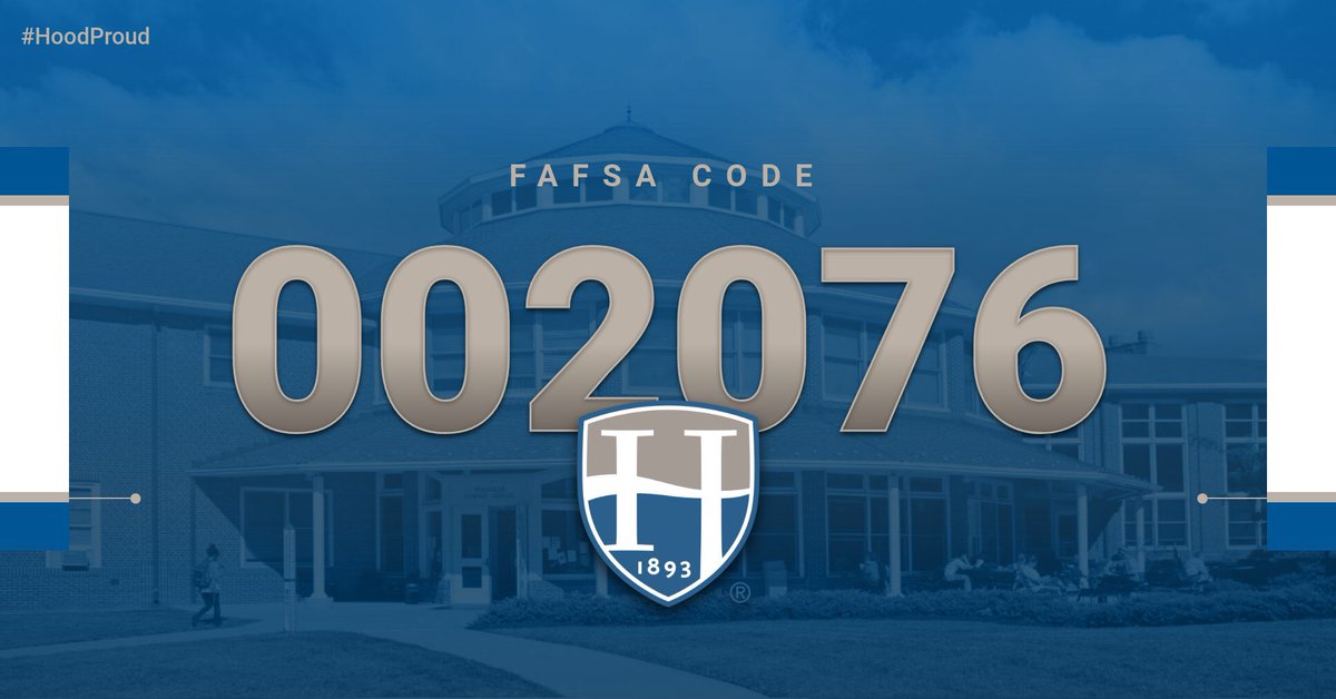 Are you filling out your FAFSA? Make sure to add 
@hood_college
 to your FAFSA. Our code is 002076 #HoodProud #FAFSA #collegeadmissions