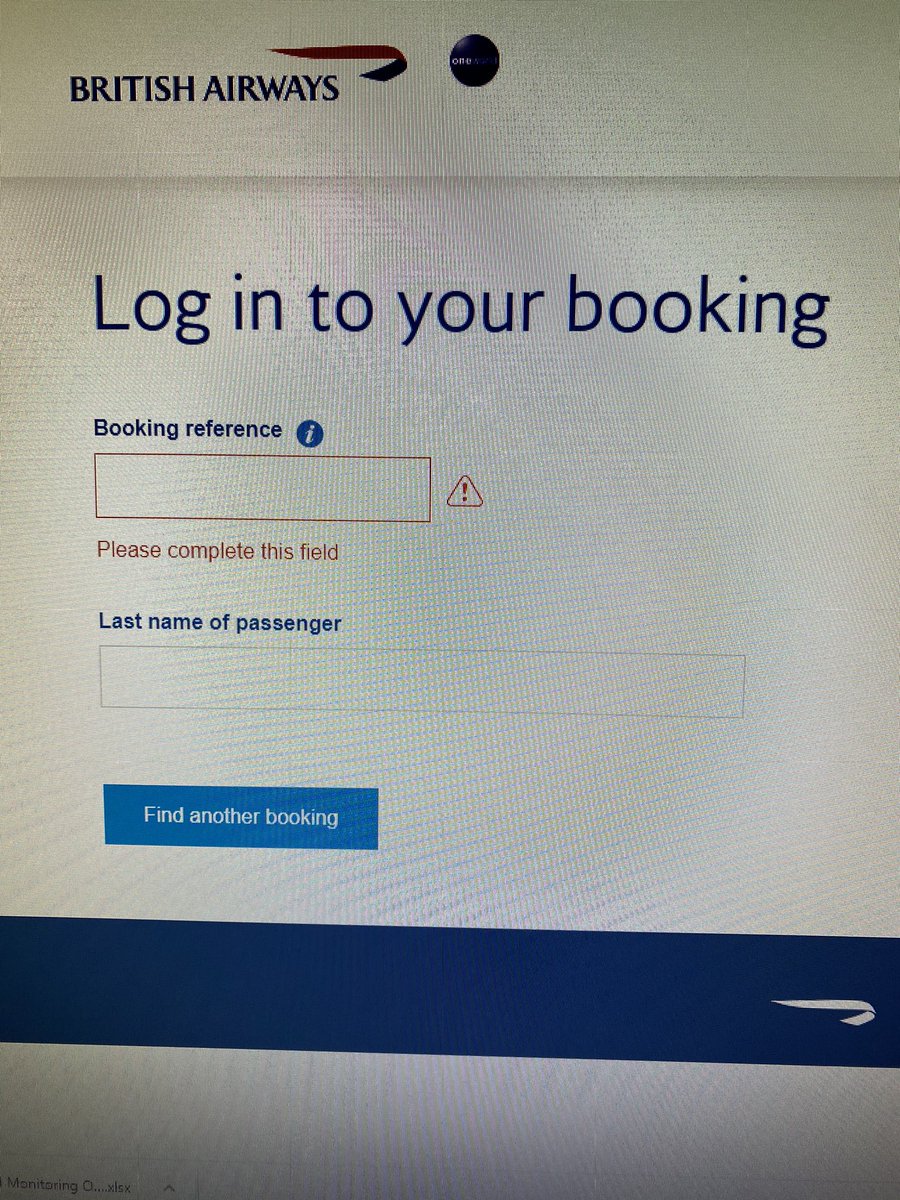 ValArnaudova's tweet photo. @British_Airways This screen is sending me round and round in circles. As soon as I enter my details, sends me back to this page. I can’t access the booking for my cancelled flight to even get a voucher. https://t.co/jXsvUbjS5Z