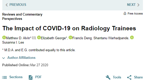 RadiologyEditor's tweet photo. RADIOLOGY: Negative impact of #COVID19 on our residents and fellows. Dr Alvin @Hopkins_Rad et al. discuss problems, possible solutions.  https://t.co/DXCKGDGDi5 #radiology @radiology_rsna https://t.co/s4a3tfIm67