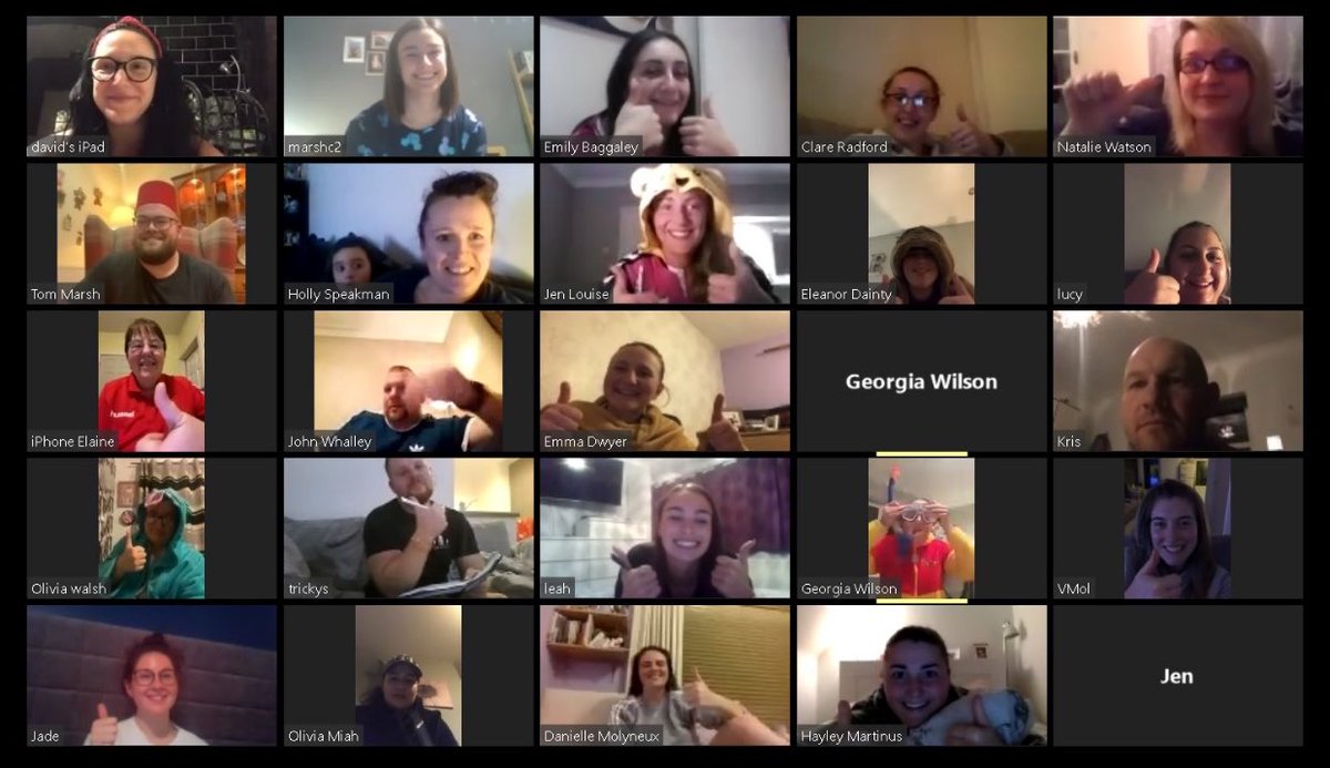 WiganWarriorsRL's tweet photo. 👋 Our full Women’s team players and coaching staff are all on @zoom_us tonight - taking part in a virtual team quiz hosted by captain and quiz master @rachelthompson6!

👌 Rachel has put together 4️⃣ rounds of quiz questions with everyone playing against each other! 

#WWRL https://t.co/JRc11qf4Gu